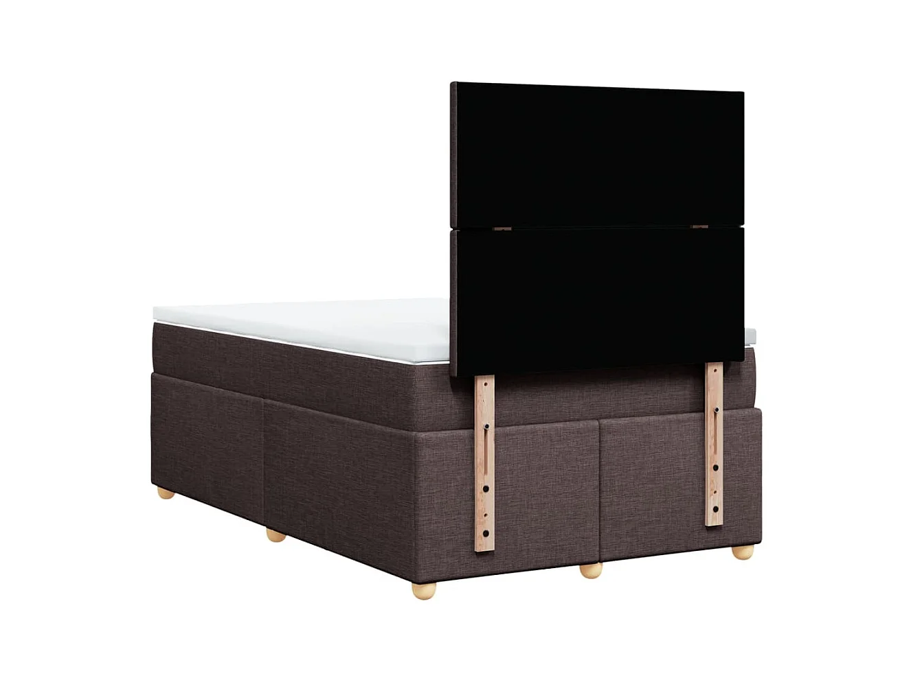 Cama box spring con colchón tela marrón oscuro 120x200 cm