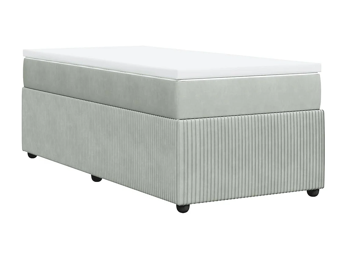 Cama box spring con colchón terciopelo gris claro 90x190 cm