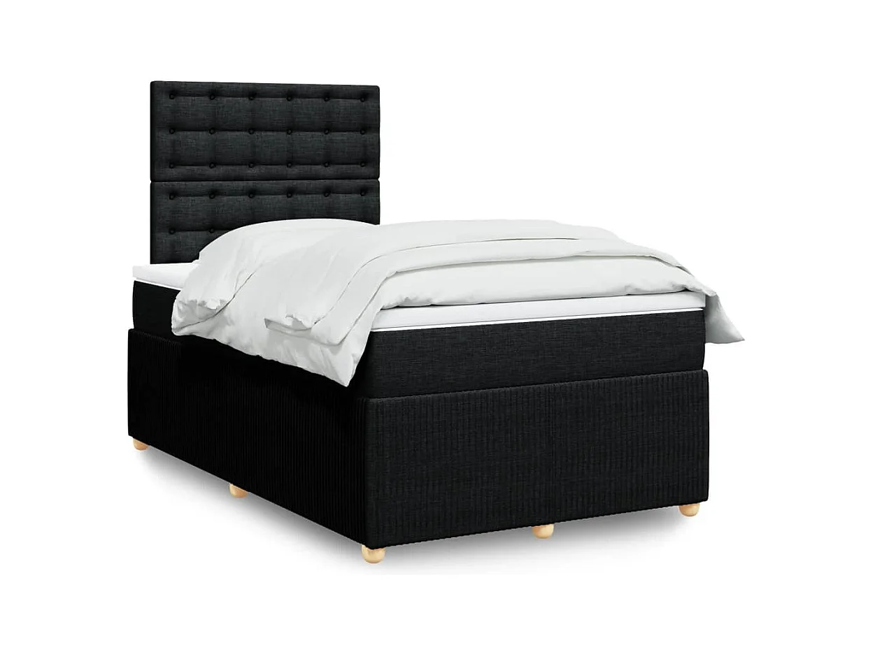 Sommier à lattes de lit avec matelas noir 120x190 cm tissu