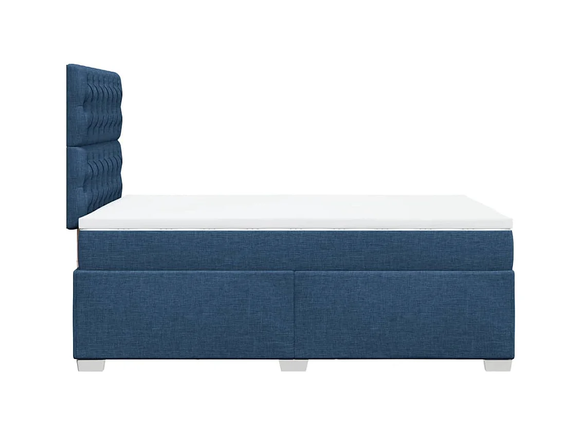 Cama boxspring com colchão 120x190 cm tecido azul