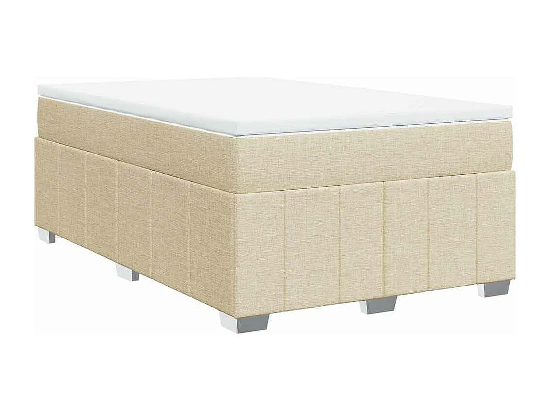 Cama box spring con colchón tela color crema 120x200 cm