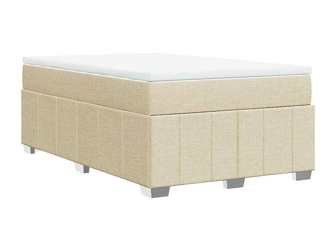 Cama box spring con colchón tela color crema 120x200 cm