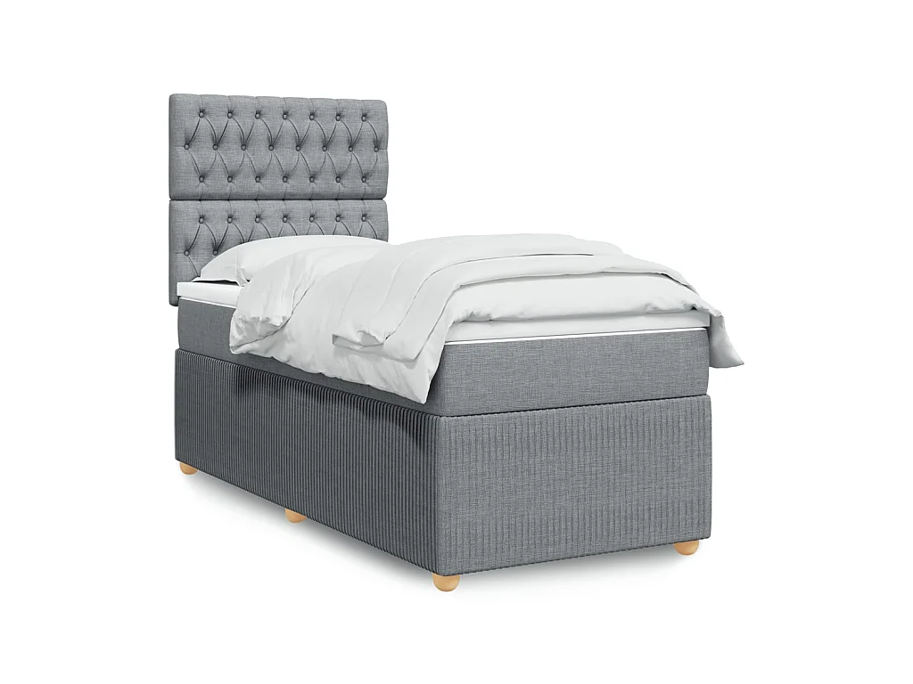 Sommier à lattes de lit avec matelas gris clair 80x200 cm tissu