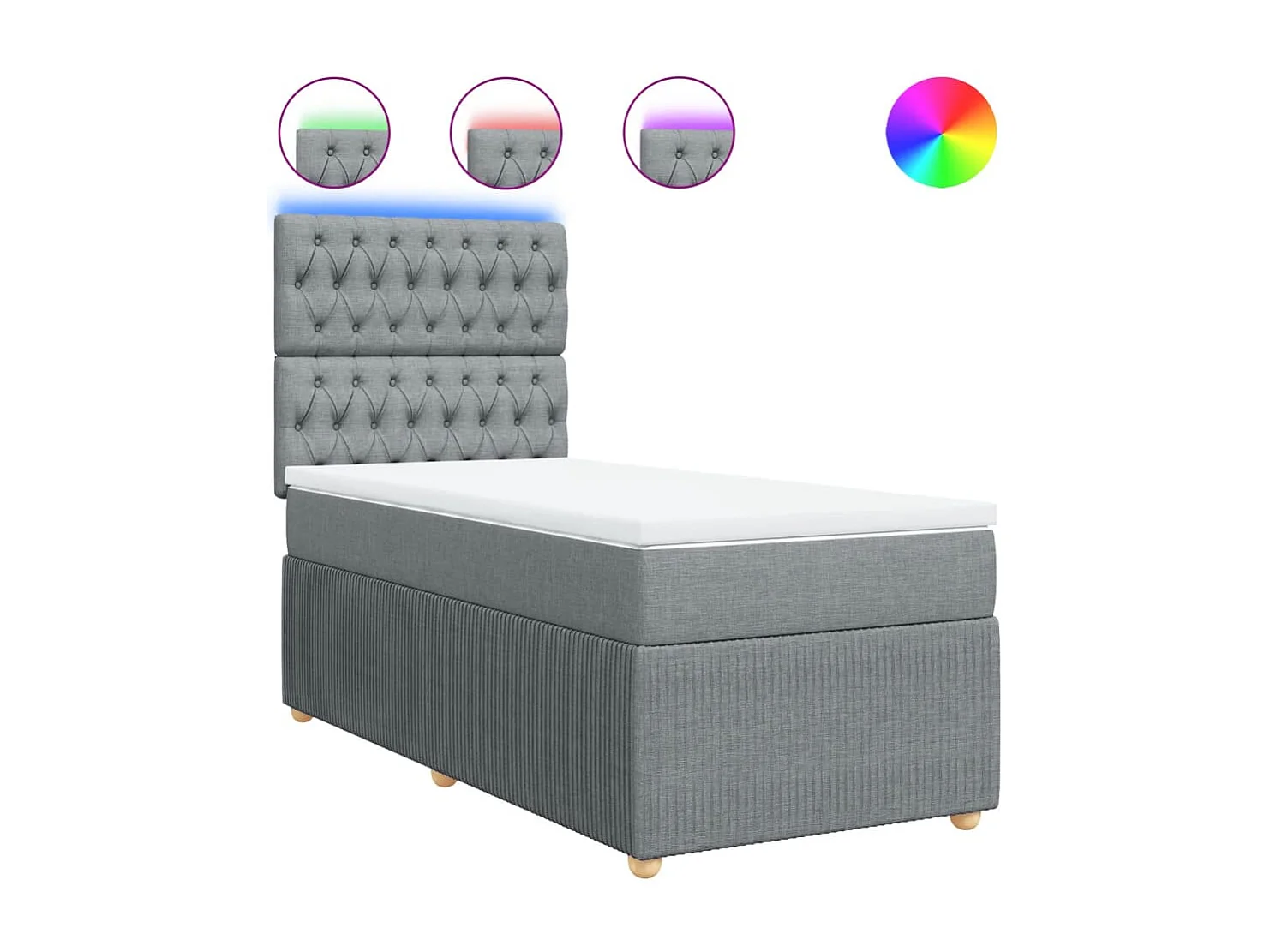 Sommier à lattes de lit avec matelas gris clair 80x200 cm tissu