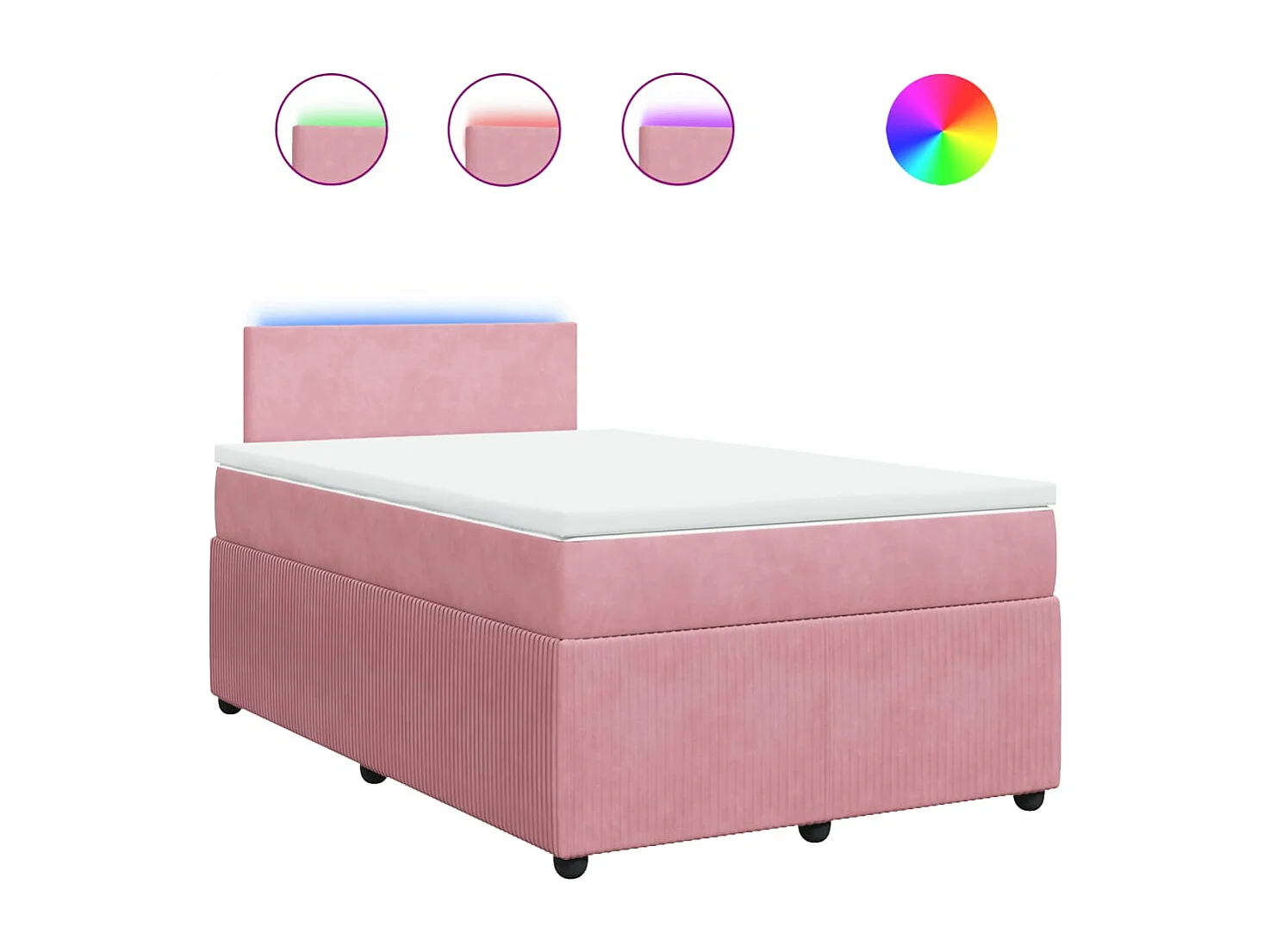 Cama box spring con colchón terciopelo rosa 120x200 cm