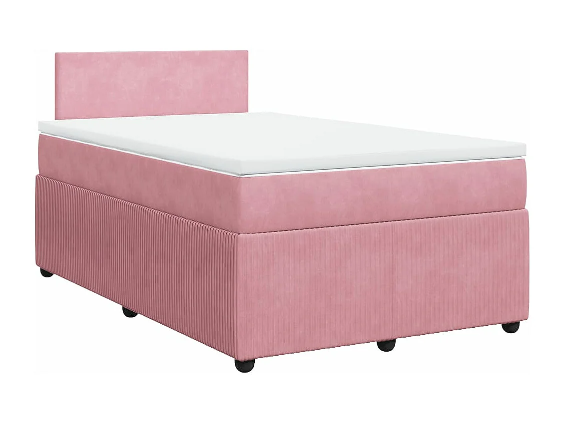 Cama box spring con colchón terciopelo rosa 120x200 cm