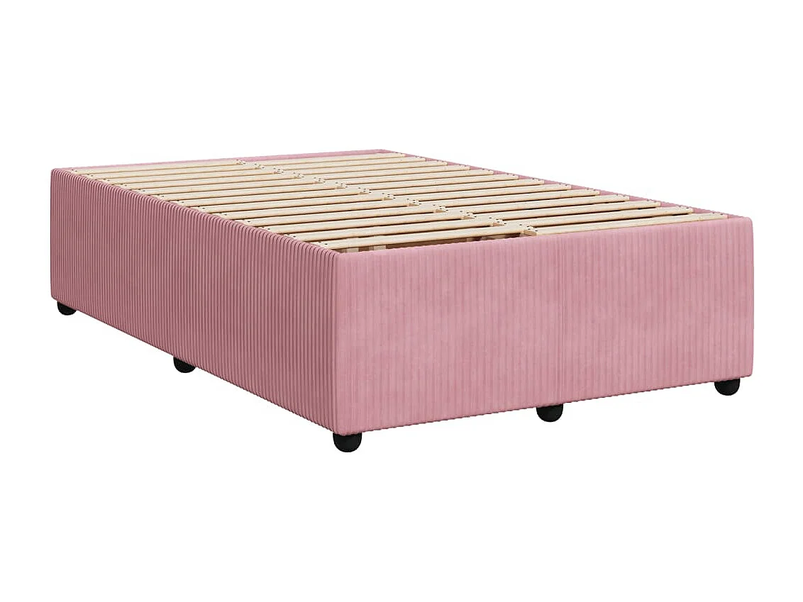 Cama box spring con colchón terciopelo rosa 120x200 cm