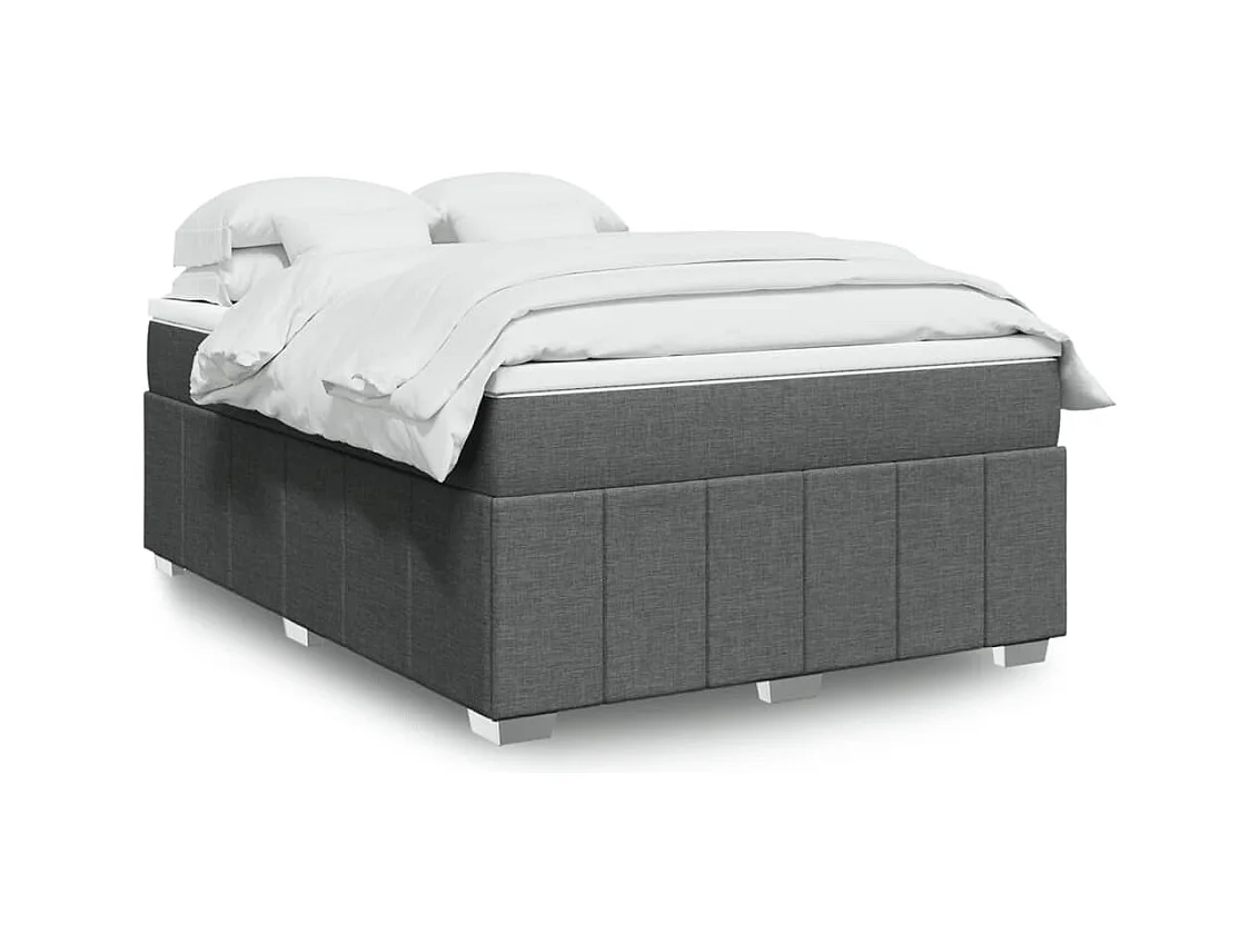 Sommier à lattes de lit avec matelas Gris foncé 140x190cm Tissu