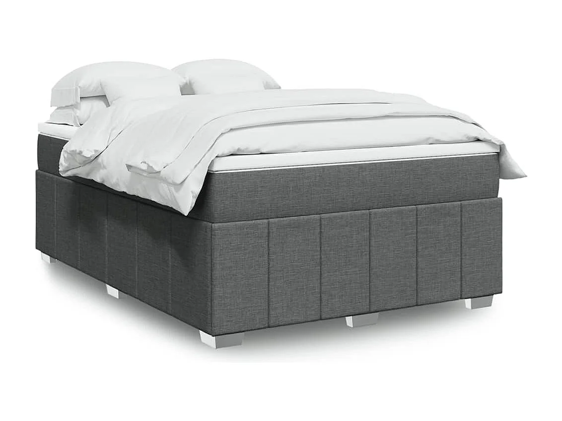 Sommier à lattes de lit avec matelas Gris foncé 140x190cm Tissu