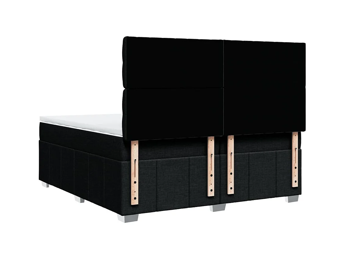 Cama box spring con colchón tela negro 200x200 cm