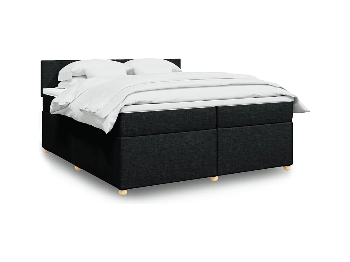 Sommier à lattes de lit avec matelas Noir 200x200 cm Tissu