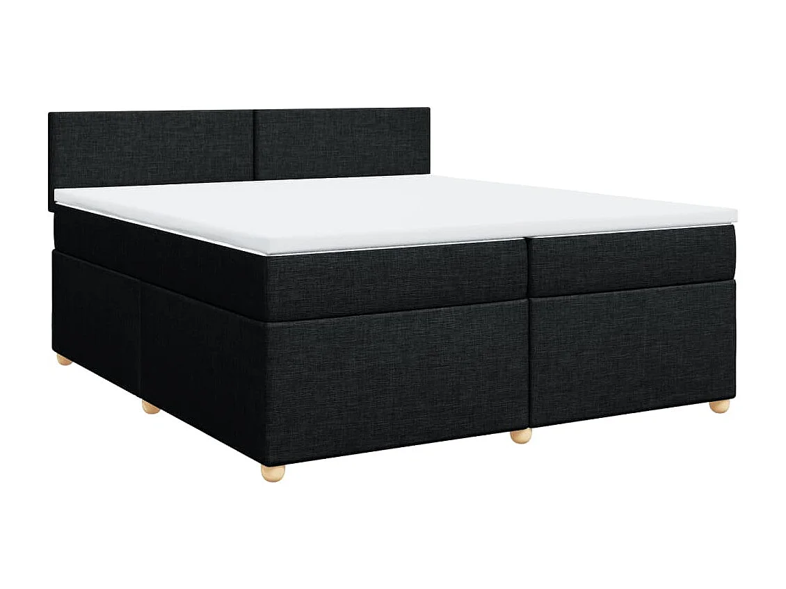 Cama box spring con colchón tela negro 200x200 cm