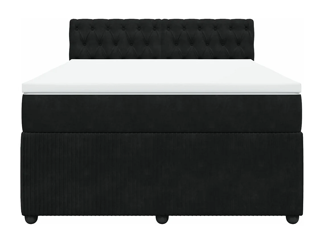 Sommier à lattes de lit et matelas Noir 160x200 cm Velours