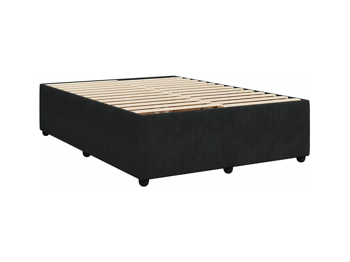 Sommier à lattes de lit et matelas Noir 160x200 cm Velours