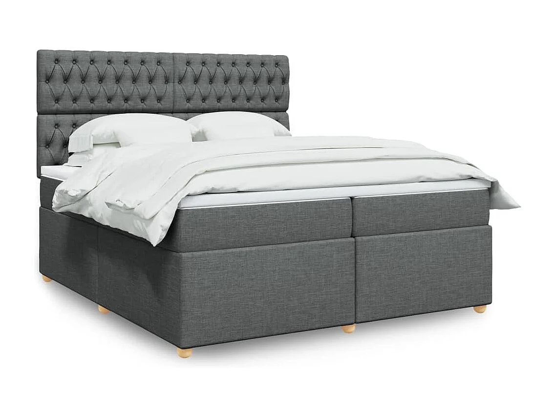 Sommier à lattes de lit avec matelas Gris foncé 200x200cm Tissu