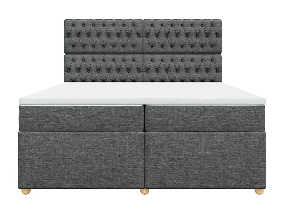 Sommier à lattes de lit avec matelas Gris foncé 200x200cm Tissu