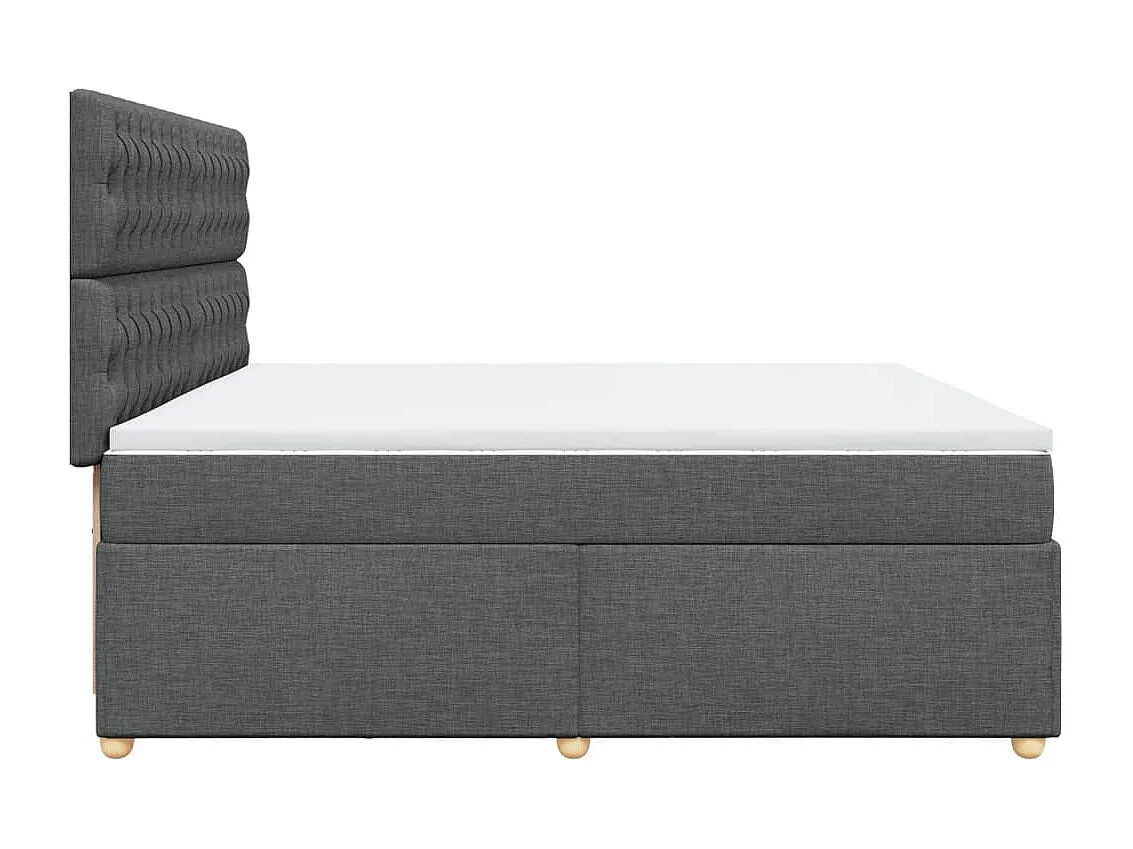 Sommier à lattes de lit avec matelas Gris foncé 200x200cm Tissu