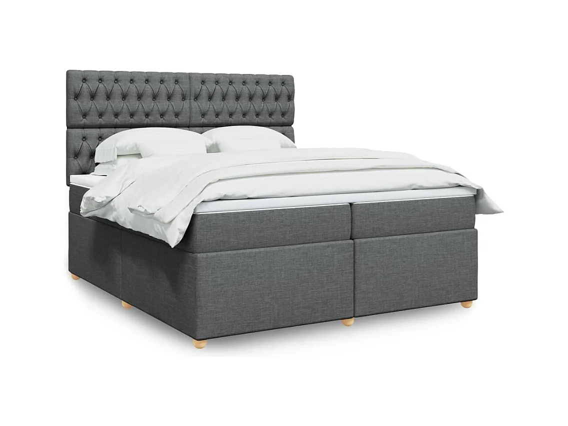 Sommier à lattes de lit avec matelas Gris foncé 200x200cm Tissu