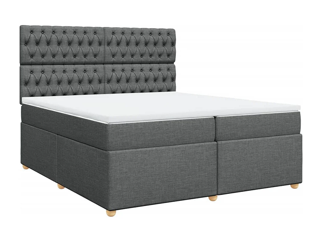 Sommier à lattes de lit avec matelas Gris foncé 200x200cm Tissu