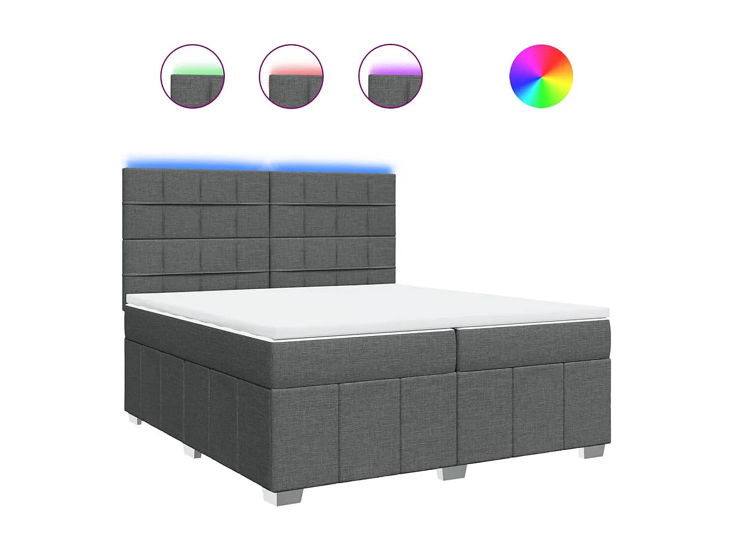 Cama box spring con colchón tela gris oscuro 200x200 cm