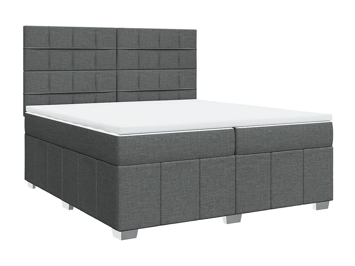 Cama box spring con colchón tela gris oscuro 200x200 cm