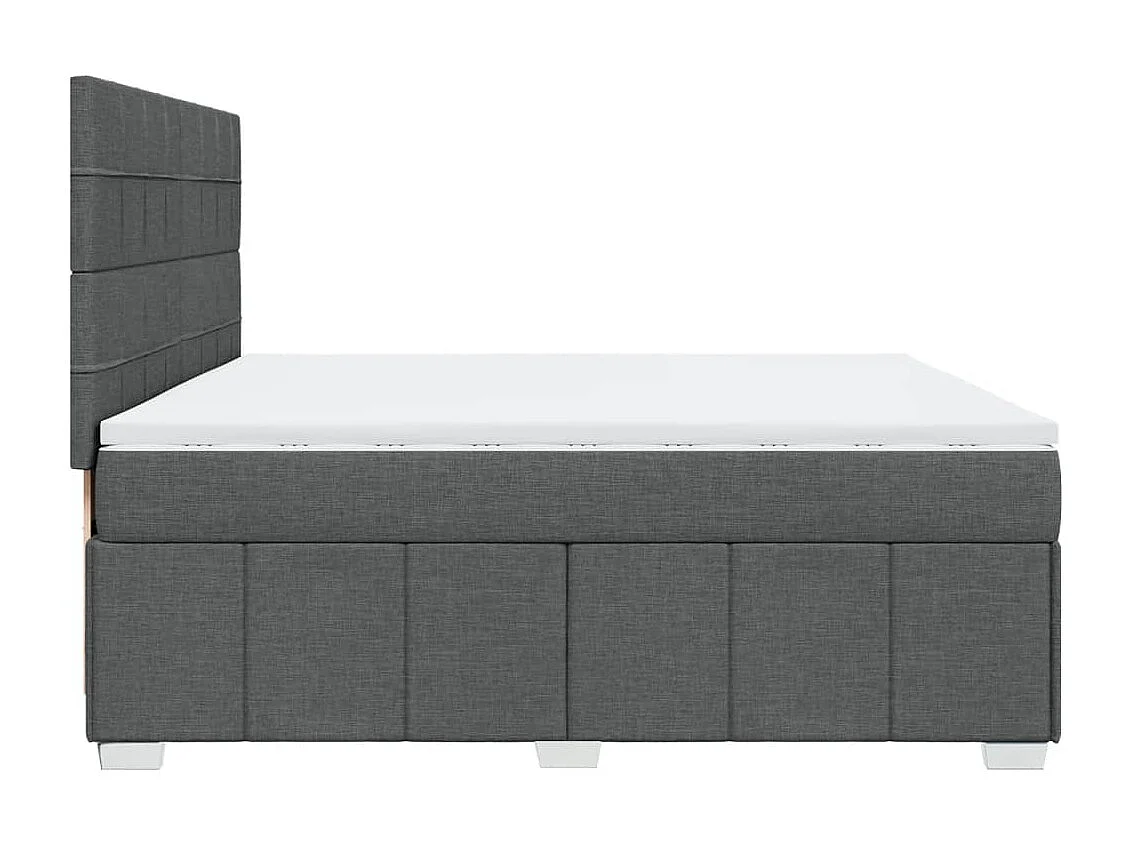 Cama box spring con colchón tela gris oscuro 200x200 cm