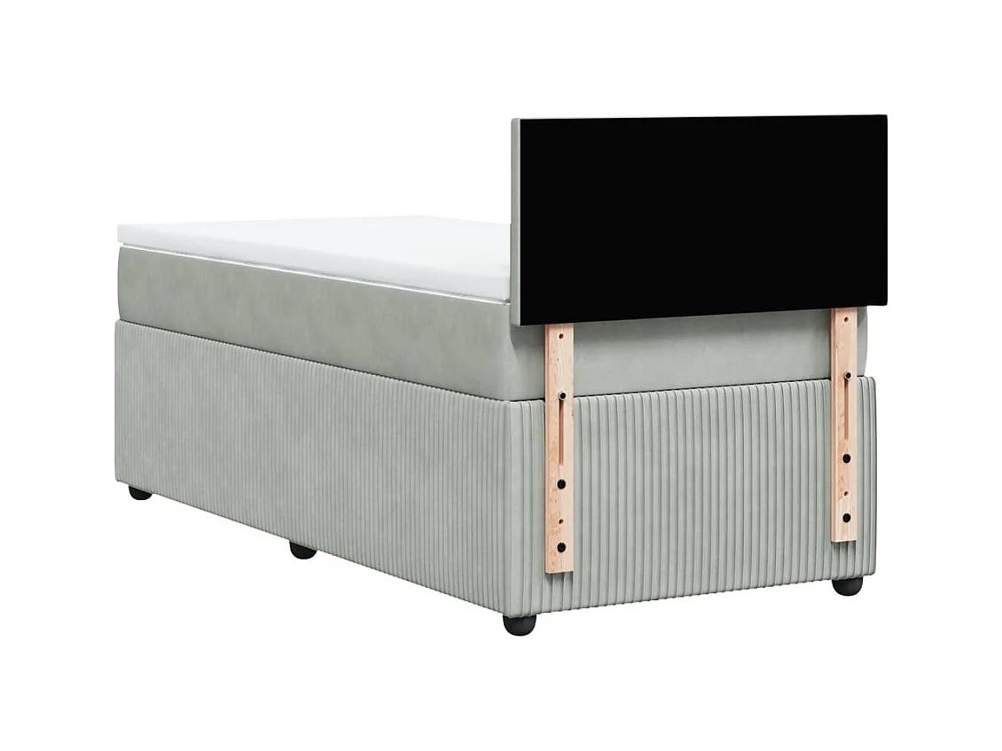 Cama com molas/colchão 90x190 cm veludo cinza-claro