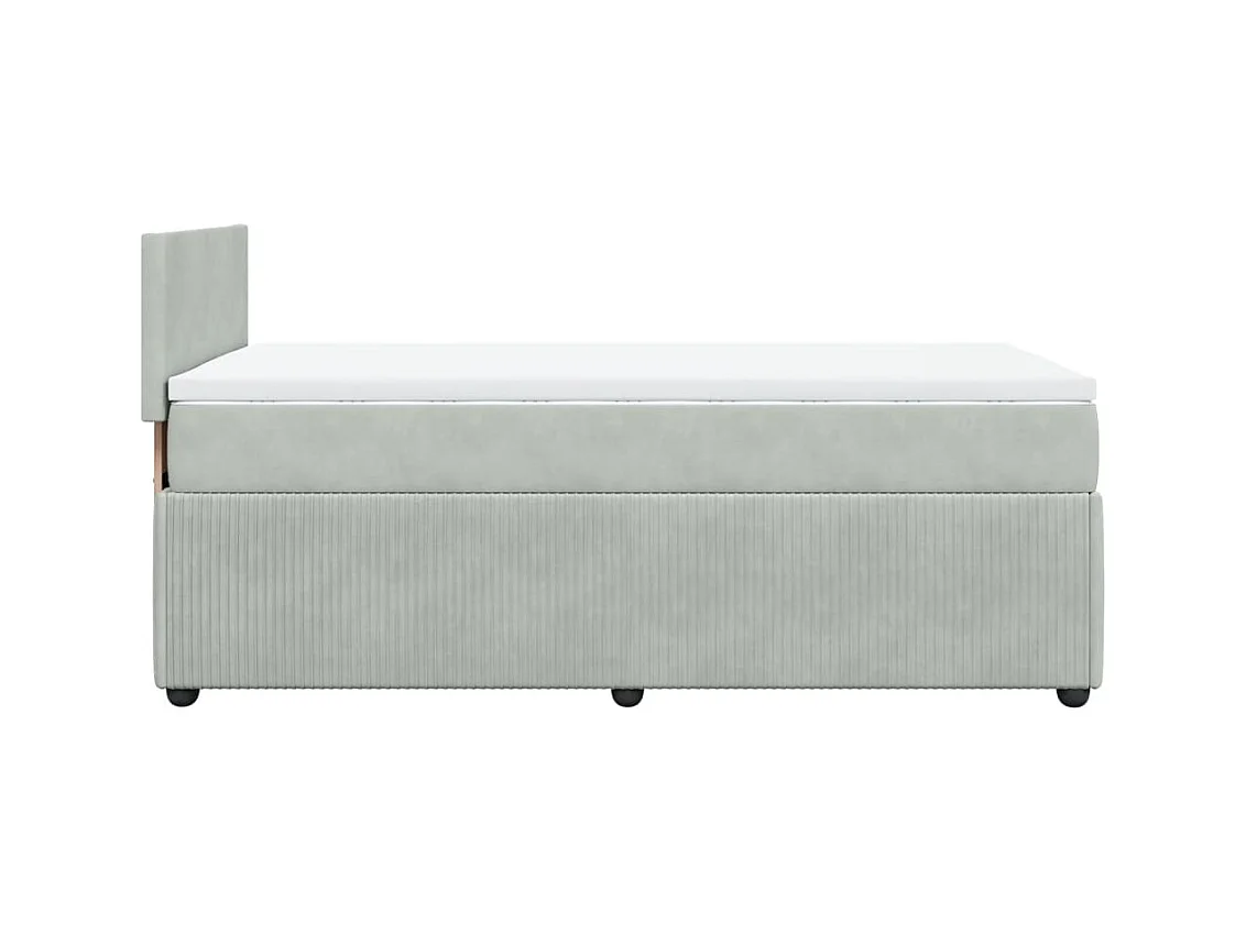 Cama com molas/colchão 90x190 cm veludo cinza-claro