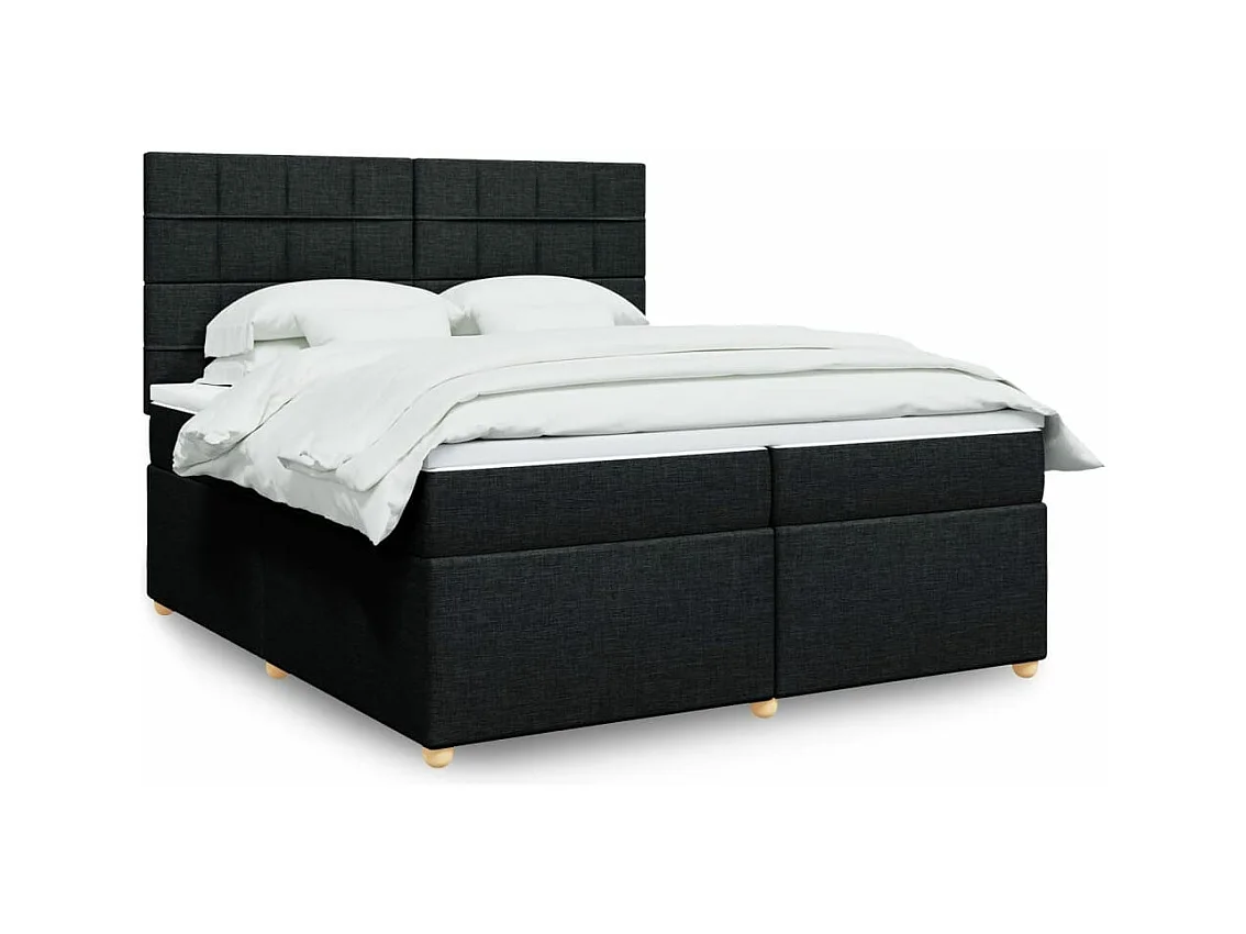 Sommier à lattes de lit avec matelas Noir 200x200 cm Tissu