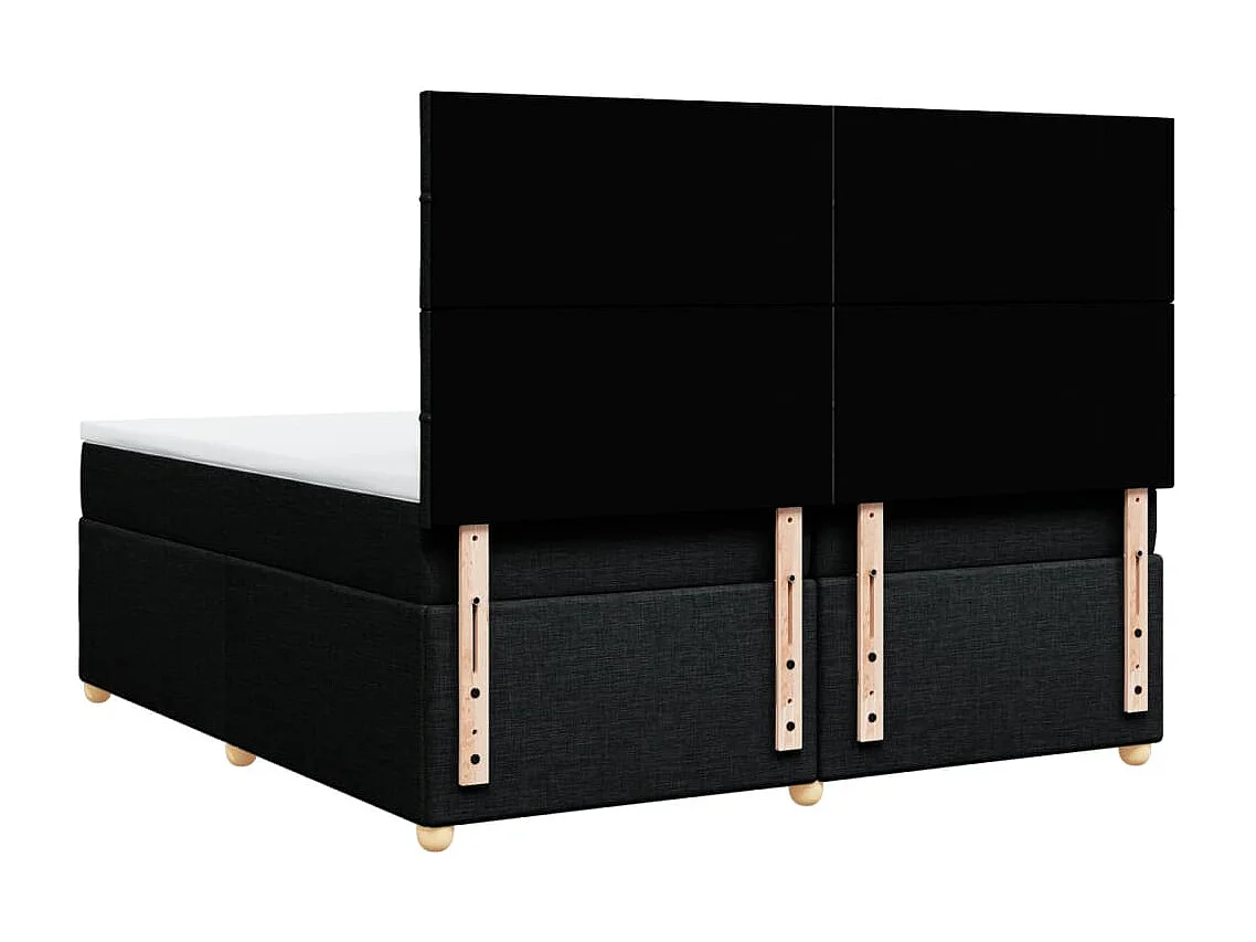 Cama box spring con colchón tela negro 200x200 cm