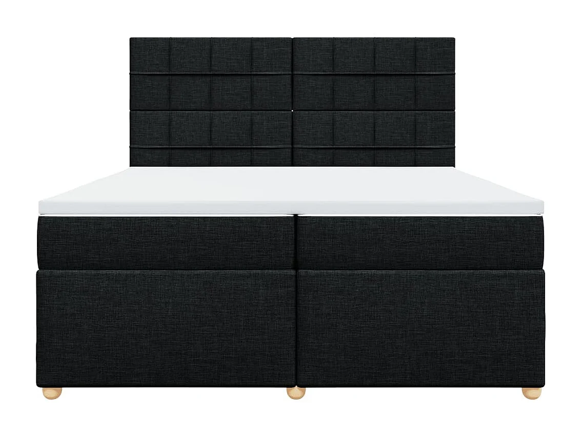 Sommier à lattes de lit avec matelas Noir 200x200 cm Tissu