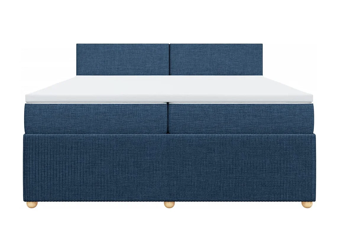 Cama box spring con colchón tela azul 200x200 cm