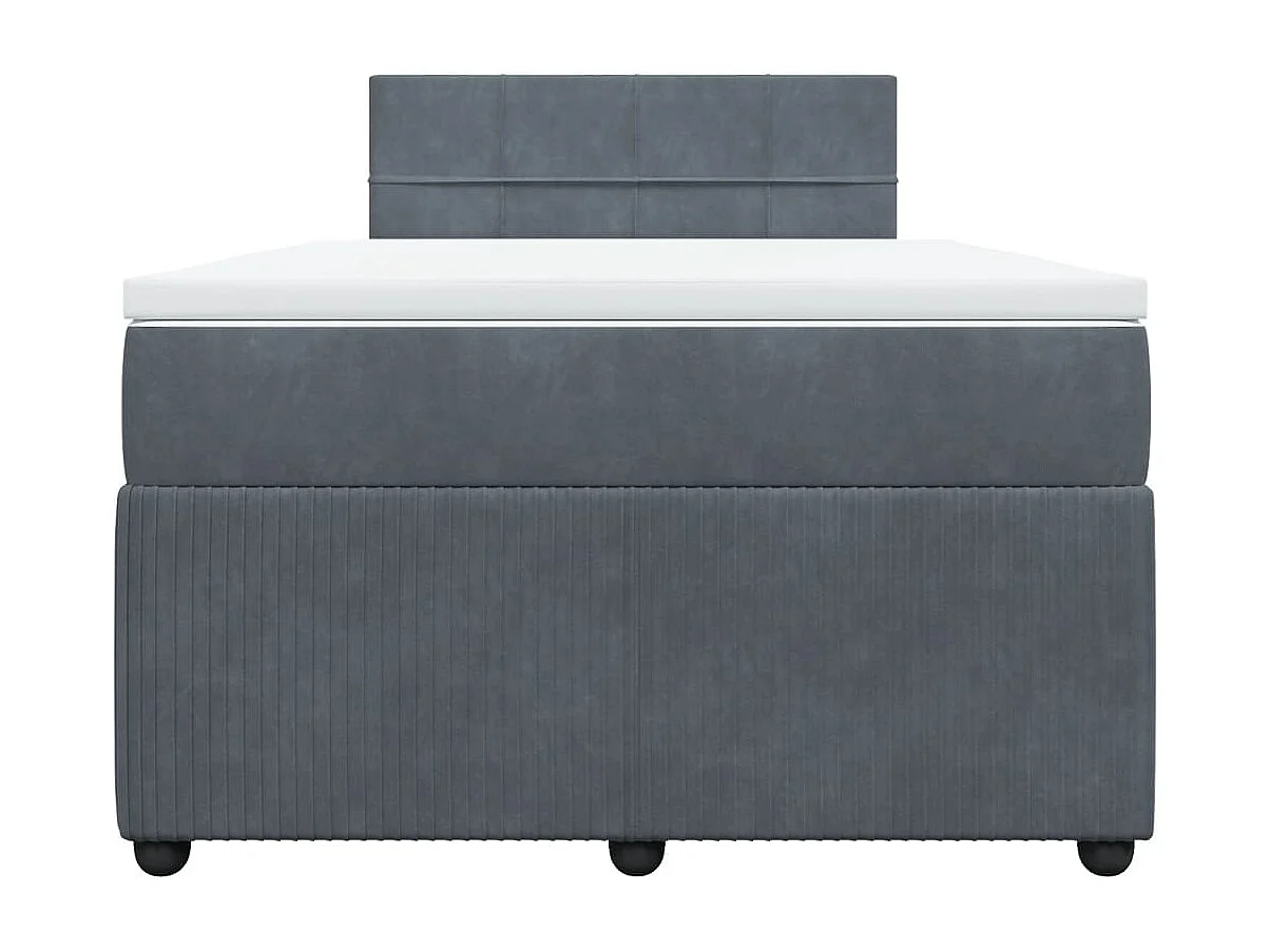 Sommier à lattes de lit et matelas gris foncé 120x190cm velours