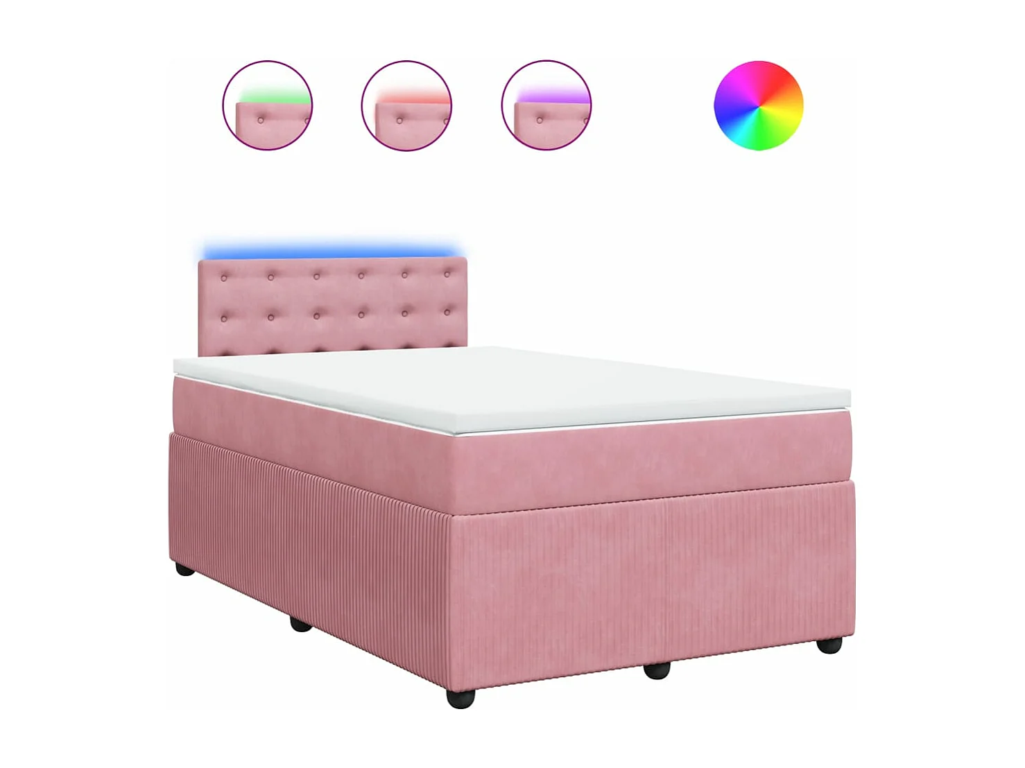 Cama box spring con colchón terciopelo rosa 120x190 cm