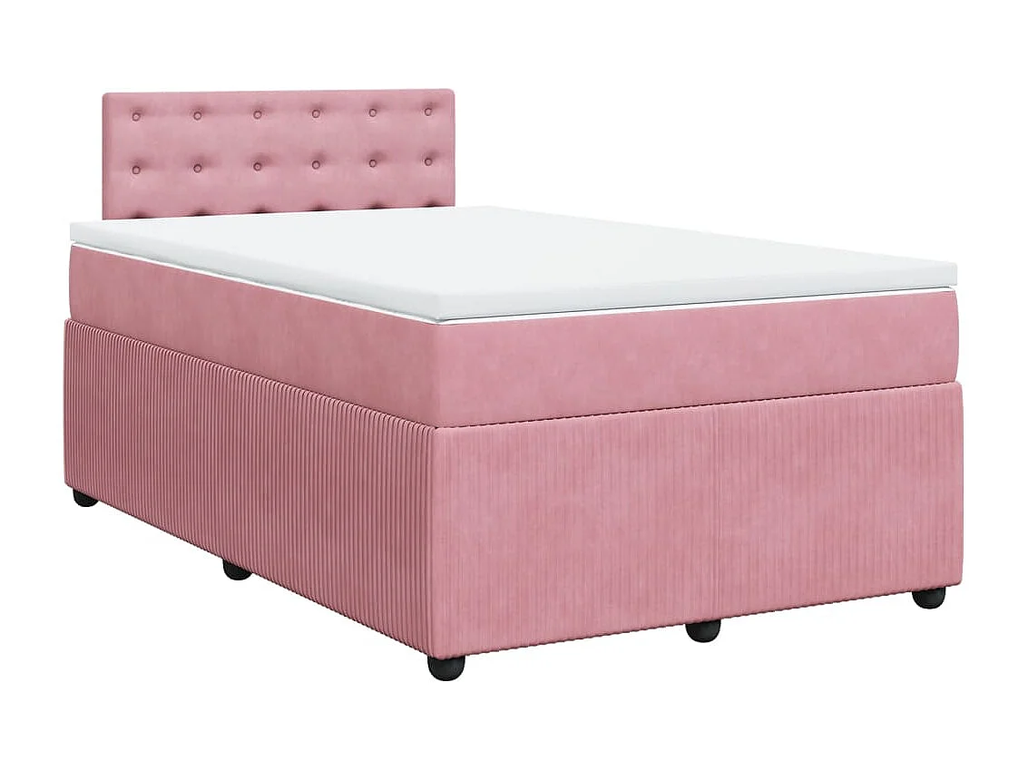 Cama box spring con colchón terciopelo rosa 120x190 cm