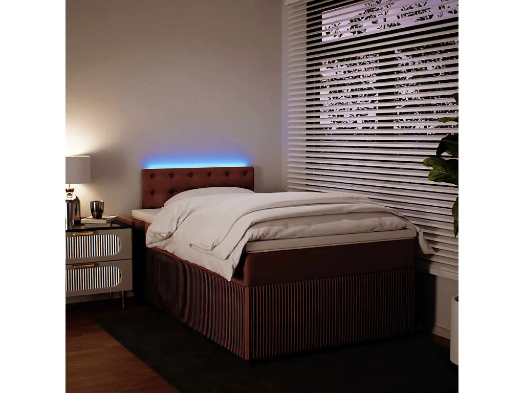 Cama box spring con colchón terciopelo rosa 120x190 cm