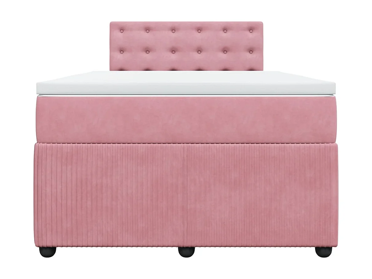 Cama box spring con colchón terciopelo rosa 120x190 cm