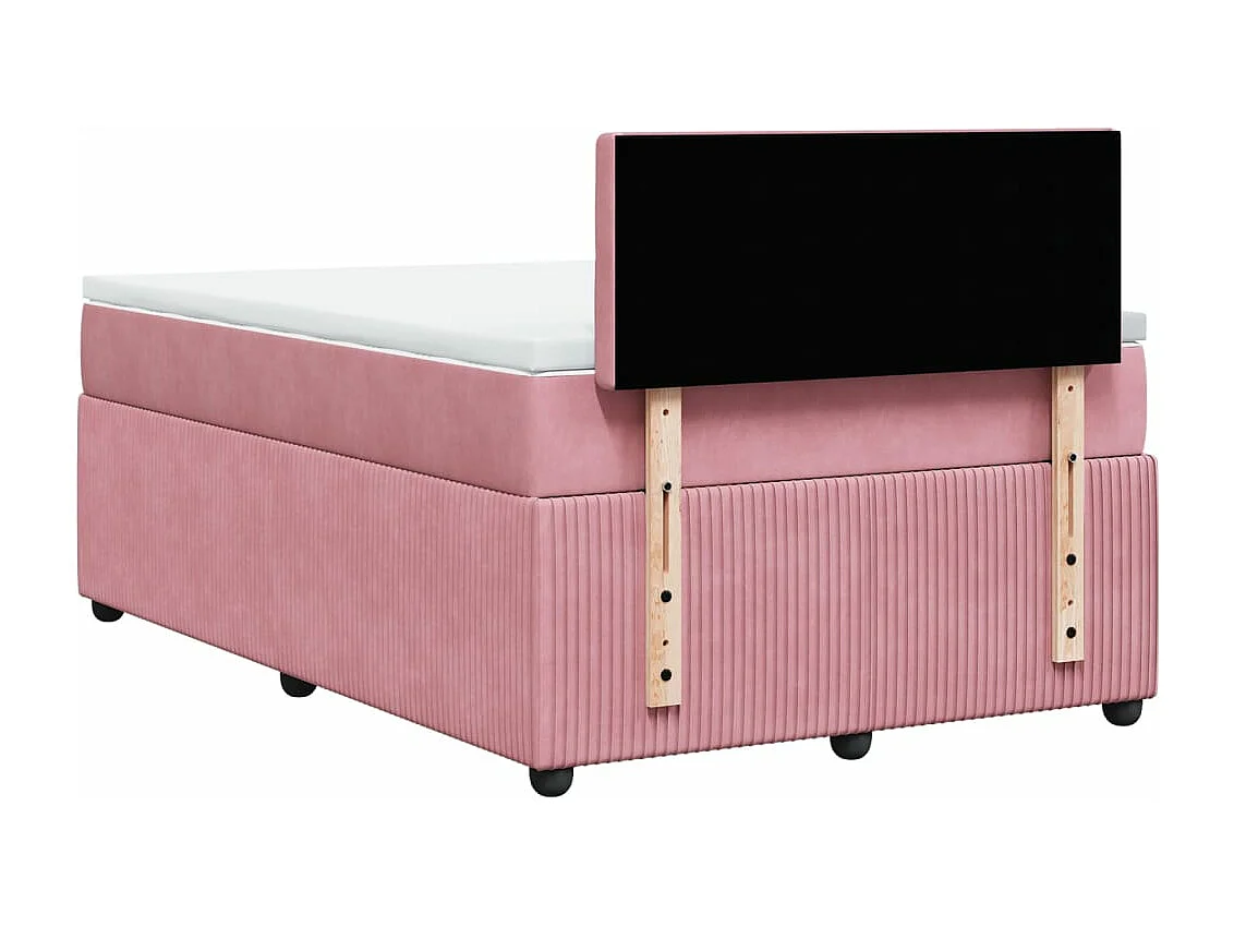 Cama box spring con colchón terciopelo rosa 120x190 cm