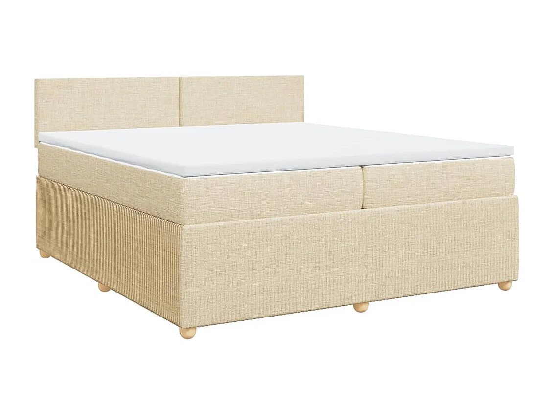 Sommier à lattes de lit avec matelas Crème 200x200 cm Tissu