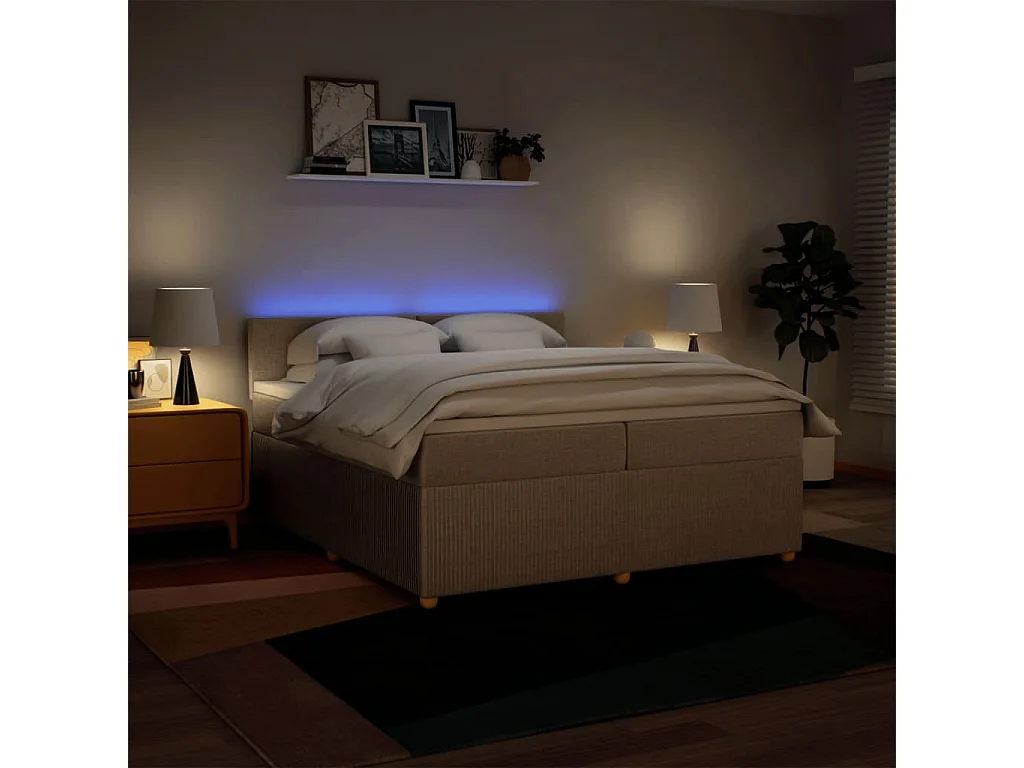 Sommier à lattes de lit avec matelas Crème 200x200 cm Tissu