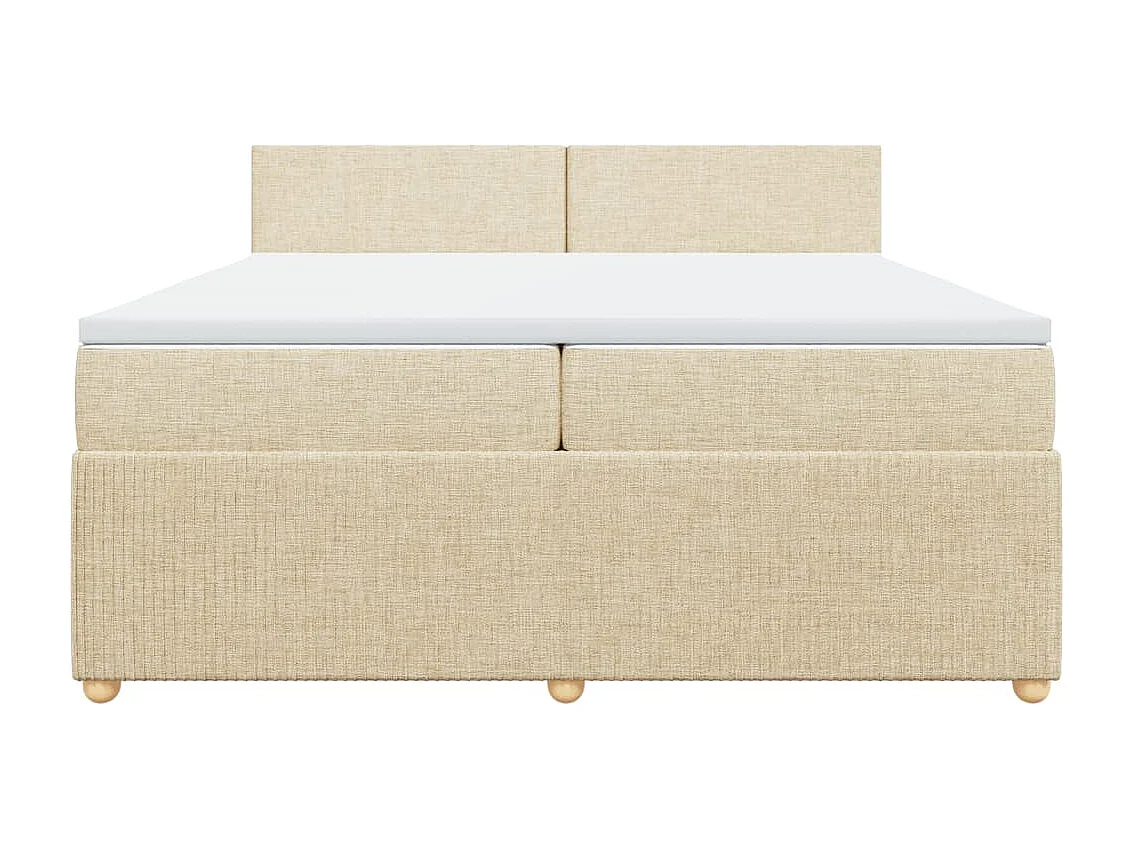 Sommier à lattes de lit avec matelas Crème 200x200 cm Tissu