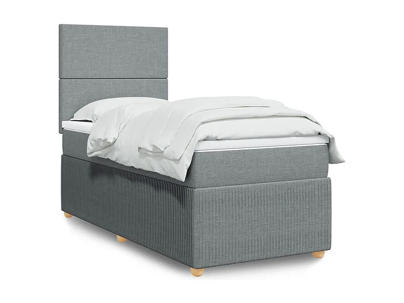 Cama com molas/colchão 90x200 cm tecido cinza-claro