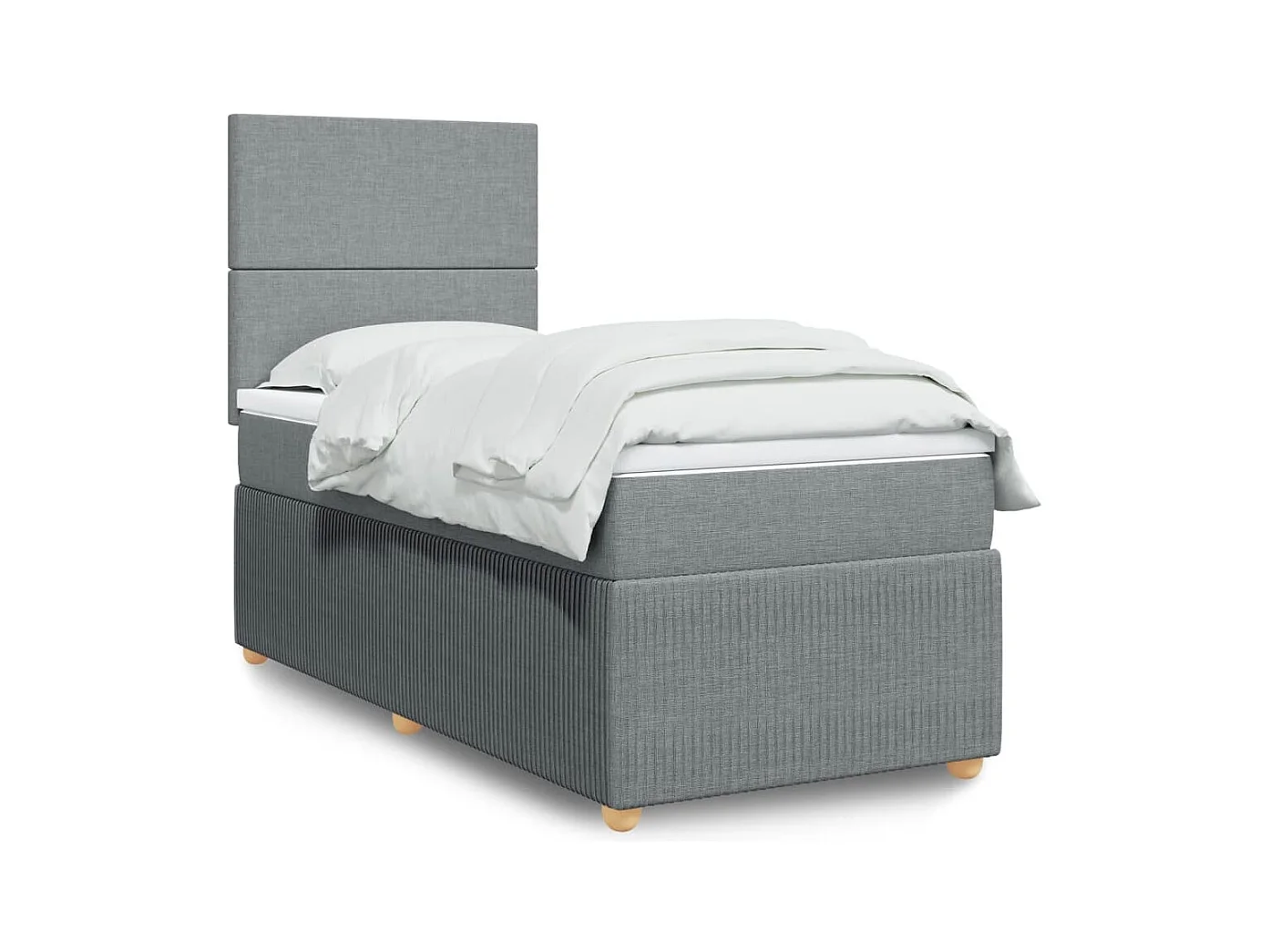 Sommier à lattes de lit avec matelas Gris clair 90x200 cm Tissu