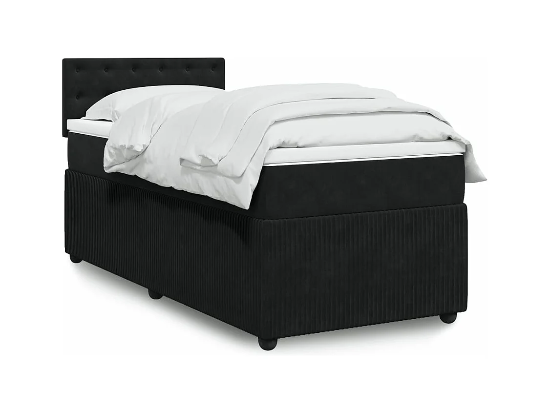 Sommier à lattes de lit avec matelas Noir 100x200 cm Velours