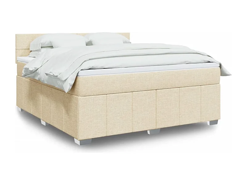 Sommier à lattes de lit avec matelas Crème 180x200 cm Tissu