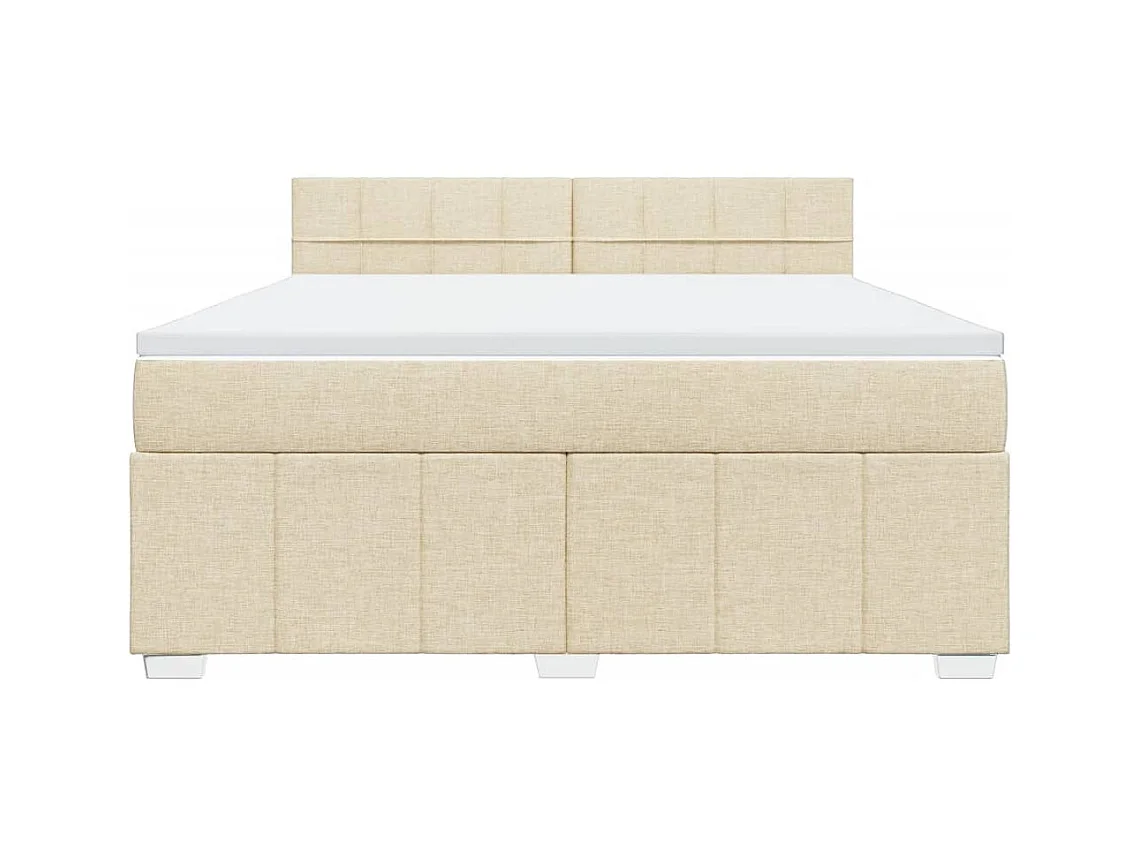Sommier à lattes de lit avec matelas Crème 180x200 cm Tissu
