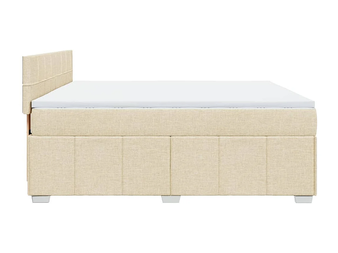 Cama box spring con colchón tela color crema 180x200 cm