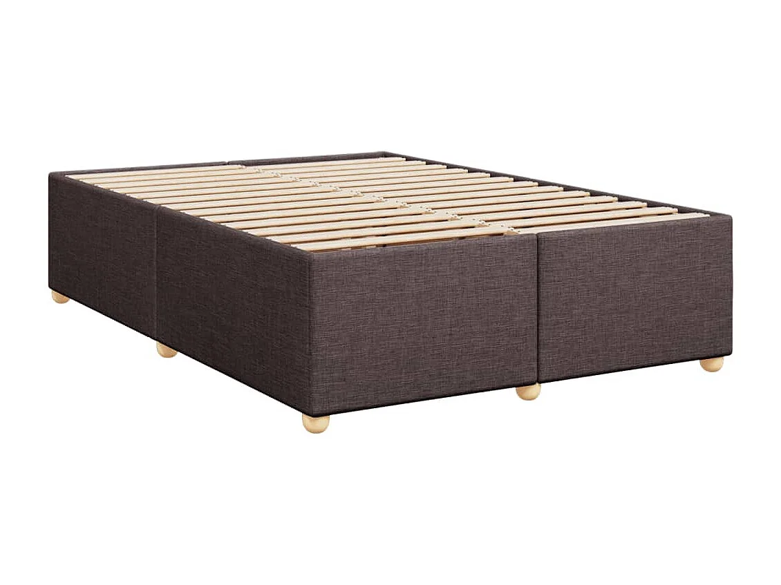 Cama box spring con colchón tela marrón oscuro 140x200 cm