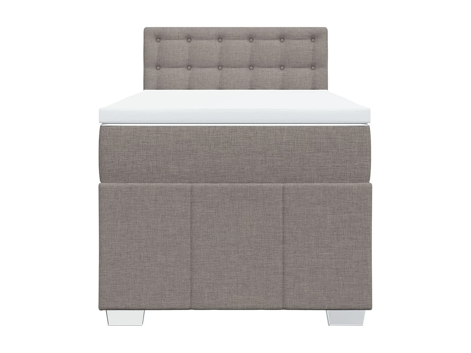 Cama box spring con colchón tela gris taupe 90x190 cm
