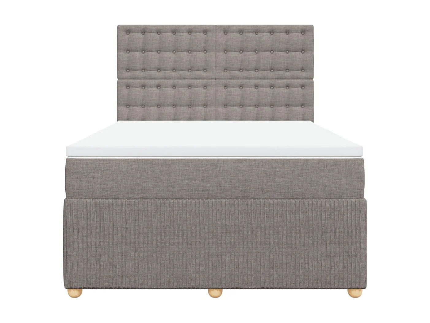 Cama box spring con colchón tela gris taupe 140x190 cm
